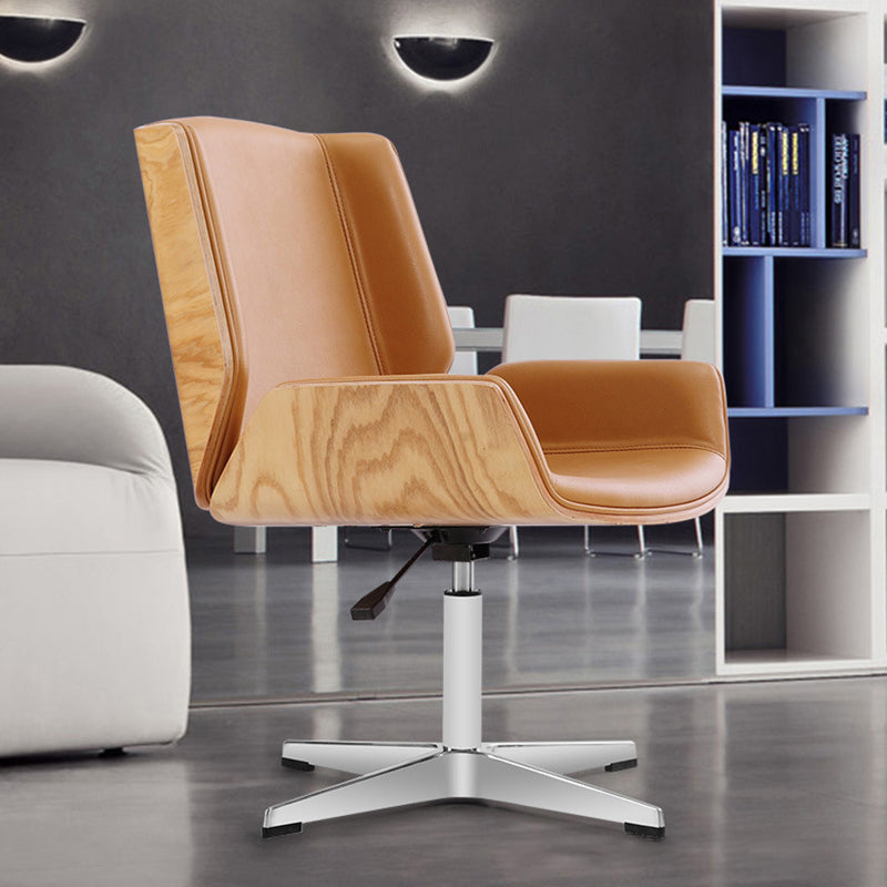 Mid Back Computer Desk Chair with Padded Arms Contemporary Office Chair with Metal Frame Clearhalo 'furn' 'furn_office_chair' 'Furniture' 'furniture_office_chair' 'Office Chairs' 'Office Furniture' 'office_chair' 5010867