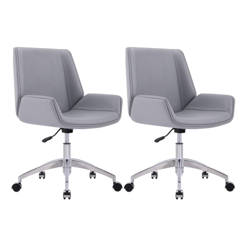 Mid Back Computer Desk Chair with Padded Arms Contemporary Office Chair with Metal Frame Grey 2 Piece Set Clearhalo 'furn' 'furn_office_chair' 'Furniture' 'furniture_office_chair' 'Office Chairs' 'Office Furniture' 'office_chair' 5010876
