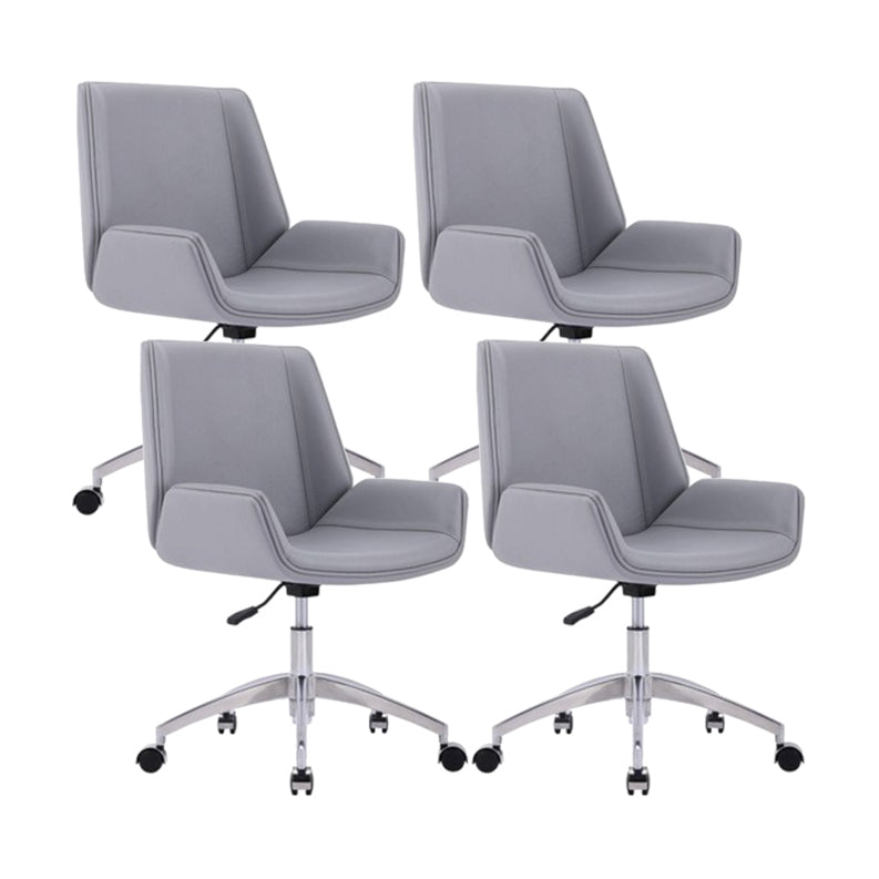 Mid Back Computer Desk Chair with Padded Arms Contemporary Office Chair with Metal Frame Grey 4 Piece Set Clearhalo 'furn' 'furn_office_chair' 'Furniture' 'furniture_office_chair' 'Office Chairs' 'Office Furniture' 'office_chair' 5010877