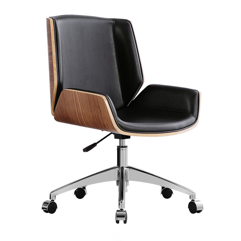 Mid Back Computer Desk Chair with Padded Arms Contemporary Office Chair with Metal Frame Black 1 Piece Clearhalo 'furn' 'furn_office_chair' 'Furniture' 'furniture_office_chair' 'Office Chairs' 'Office Furniture' 'office_chair' 5010878