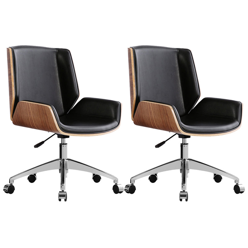 Mid Back Computer Desk Chair with Padded Arms Contemporary Office Chair with Metal Frame Black 2 Piece Set Clearhalo 'furn' 'furn_office_chair' 'Furniture' 'furniture_office_chair' 'Office Chairs' 'Office Furniture' 'office_chair' 5010879