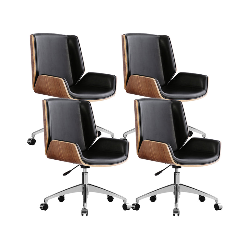 Mid Back Computer Desk Chair with Padded Arms Contemporary Office Chair with Metal Frame Black 4 Piece Set Clearhalo 'furn' 'furn_office_chair' 'Furniture' 'furniture_office_chair' 'Office Chairs' 'Office Furniture' 'office_chair' 5010880