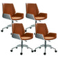 Mid Back Computer Desk Chair with Padded Arms Contemporary Office Chair with Metal Frame Orange Leather 4 Piece Set Clearhalo 'furn' 'furn_office_chair' 'Furniture' 'furniture_office_chair' 'Office Chairs' 'Office Furniture' 'office_chair' 5010883