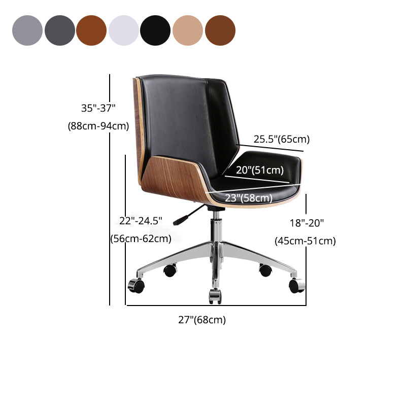Mid Back Computer Desk Chair with Padded Arms Contemporary Office Chair with Metal Frame Clearhalo 'furn' 'furn_office_chair' 'Furniture' 'furniture_office_chair' 'Office Chairs' 'Office Furniture' 'office_chair' 5010884