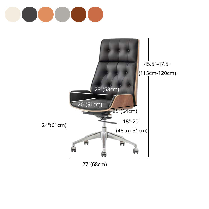 High Back Executive Chair with Metal Frame Contemporary Office Chair with Wheels Clearhalo 'furn' 'furn_office_chair' 'Furniture' 'furniture_office_chair' 'Office Chairs' 'Office Furniture' 'office_chair' 5010905