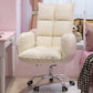 Contemporary Upholstered Office Chair with Padded Arms Leather Parsons Chair with Wheels Off-White Sponge Clearhalo 'furn' 'furn_office_chair' 'Furniture' 'furniture_office_chair' 'Office Chairs' 'Office Furniture' 'office_chair' 5010958