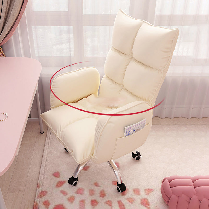 Contemporary Upholstered Office Chair with Padded Arms Leather Parsons Chair with Wheels Clearhalo 'furn' 'furn_office_chair' 'Furniture' 'furniture_office_chair' 'Office Chairs' 'Office Furniture' 'office_chair' 5010970