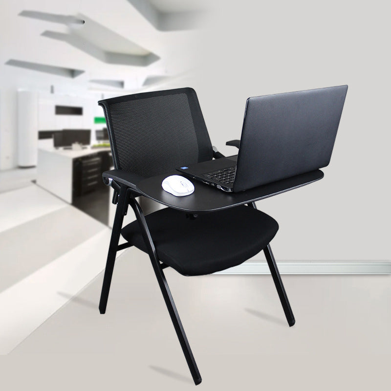 Black Metal Frame Modern Task Chair with Arms Conference Chair with Mid Back Clearhalo 'furn' 'furn_office_chair' 'Furniture' 'furniture_office_chair' 'Office Chairs' 'Office Furniture' 'office_chair' 5010988