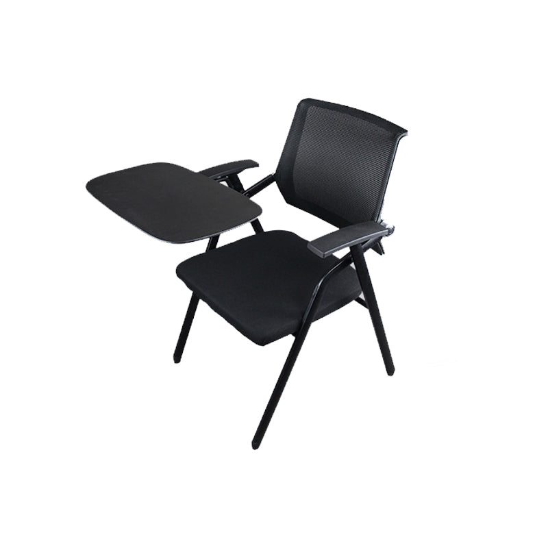 Black Metal Frame Modern Task Chair with Arms Conference Chair with Mid Back Matte Black 1 Piece Clearhalo 'furn' 'furn_office_chair' 'Furniture' 'furniture_office_chair' 'Office Chairs' 'Office Furniture' 'office_chair' 5010989