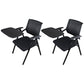 Black Metal Frame Modern Task Chair with Arms Conference Chair with Mid Back Matte Black 2 Piece Set Clearhalo 'furn' 'furn_office_chair' 'Furniture' 'furniture_office_chair' 'Office Chairs' 'Office Furniture' 'office_chair' 5010990