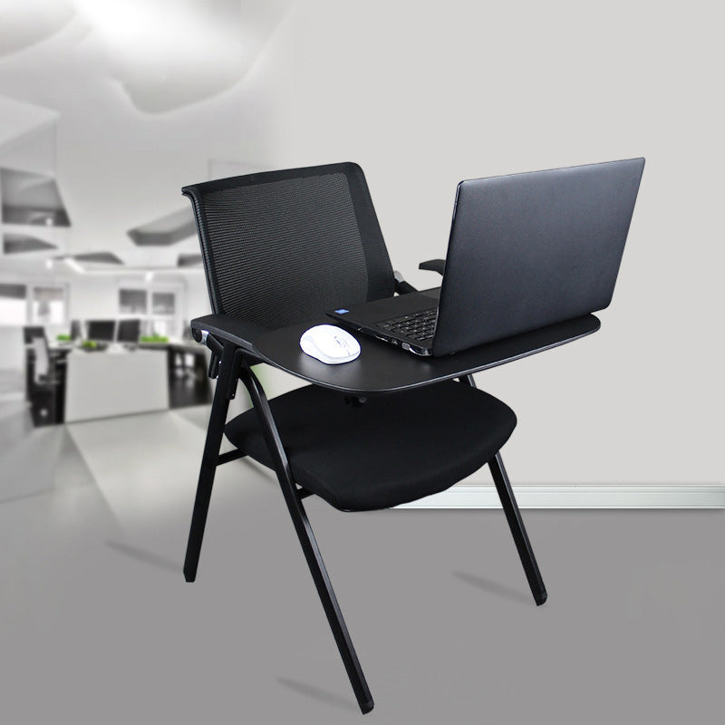 Black Metal Frame Modern Task Chair with Arms Conference Chair with Mid Back Clearhalo 'furn' 'furn_office_chair' 'Furniture' 'furniture_office_chair' 'Office Chairs' 'Office Furniture' 'office_chair' 5010991