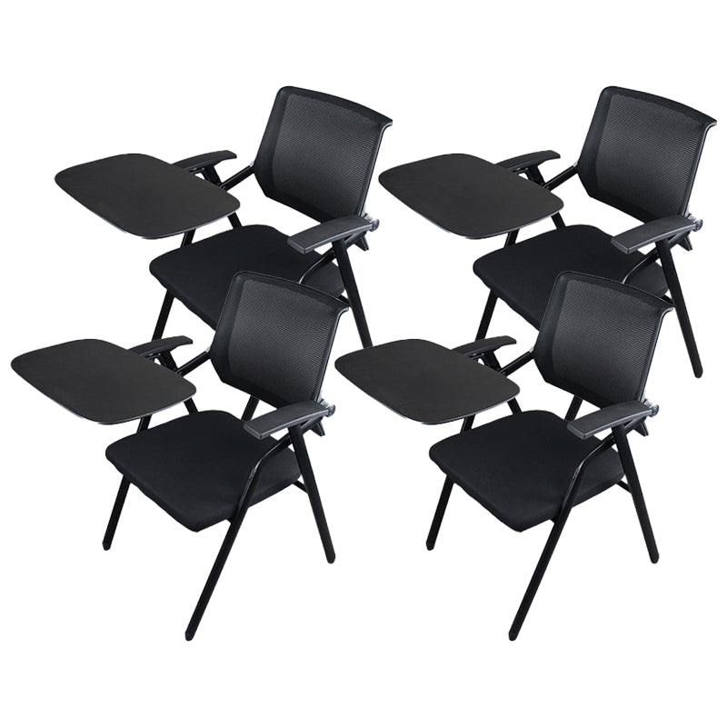 Black Metal Frame Modern Task Chair with Arms Conference Chair with Mid Back Matte Black 4 Piece Set Clearhalo 'furn' 'furn_office_chair' 'Furniture' 'furniture_office_chair' 'Office Chairs' 'Office Furniture' 'office_chair' 5010992