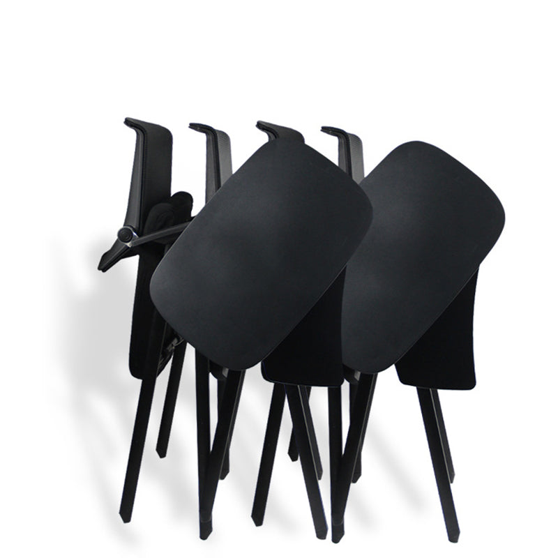 Black Metal Frame Modern Task Chair with Arms Conference Chair with Mid Back Clearhalo 'furn' 'furn_office_chair' 'Furniture' 'furniture_office_chair' 'Office Chairs' 'Office Furniture' 'office_chair' 5010993