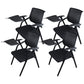 Black Metal Frame Modern Task Chair with Arms Conference Chair with Mid Back Dark Gray-Black 4 Piece Set Clearhalo 'furn' 'furn_office_chair' 'Furniture' 'furniture_office_chair' 'Office Chairs' 'Office Furniture' 'office_chair' 5010999