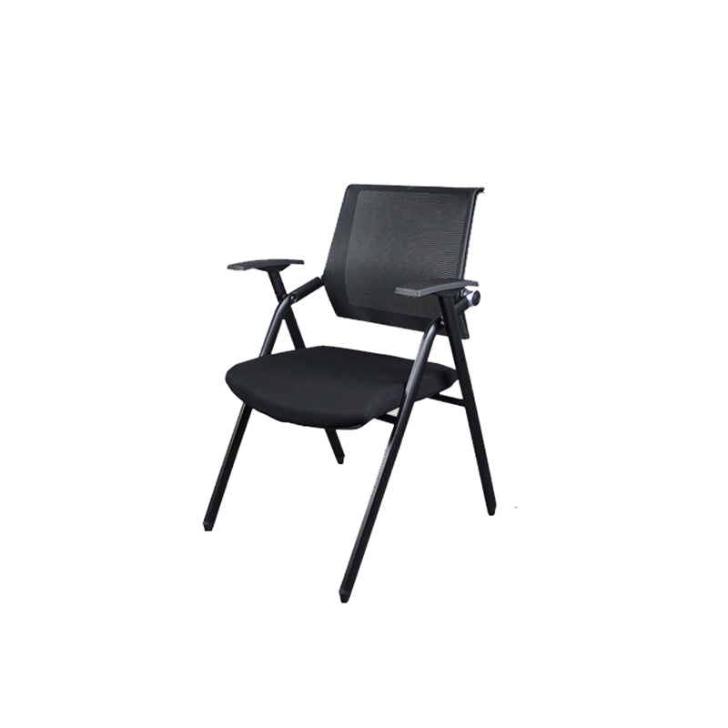 Black Metal Frame Modern Task Chair with Arms Conference Chair with Mid Back Black-Gray 1 Piece Clearhalo 'furn' 'furn_office_chair' 'Furniture' 'furniture_office_chair' 'Office Chairs' 'Office Furniture' 'office_chair' 5011000