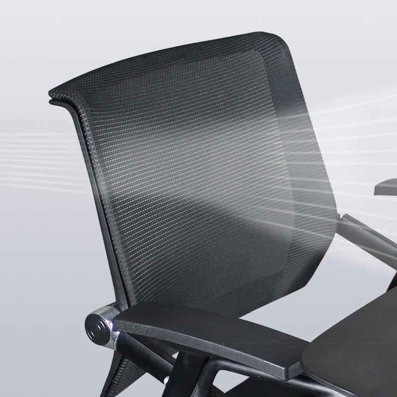 Black Metal Frame Modern Task Chair with Arms Conference Chair with Mid Back Clearhalo 'furn' 'furn_office_chair' 'Furniture' 'furniture_office_chair' 'Office Chairs' 'Office Furniture' 'office_chair' 5011001