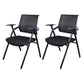 Black Metal Frame Modern Task Chair with Arms Conference Chair with Mid Back Black-Gray 2 Piece Set Clearhalo 'furn' 'furn_office_chair' 'Furniture' 'furniture_office_chair' 'Office Chairs' 'Office Furniture' 'office_chair' 5011002