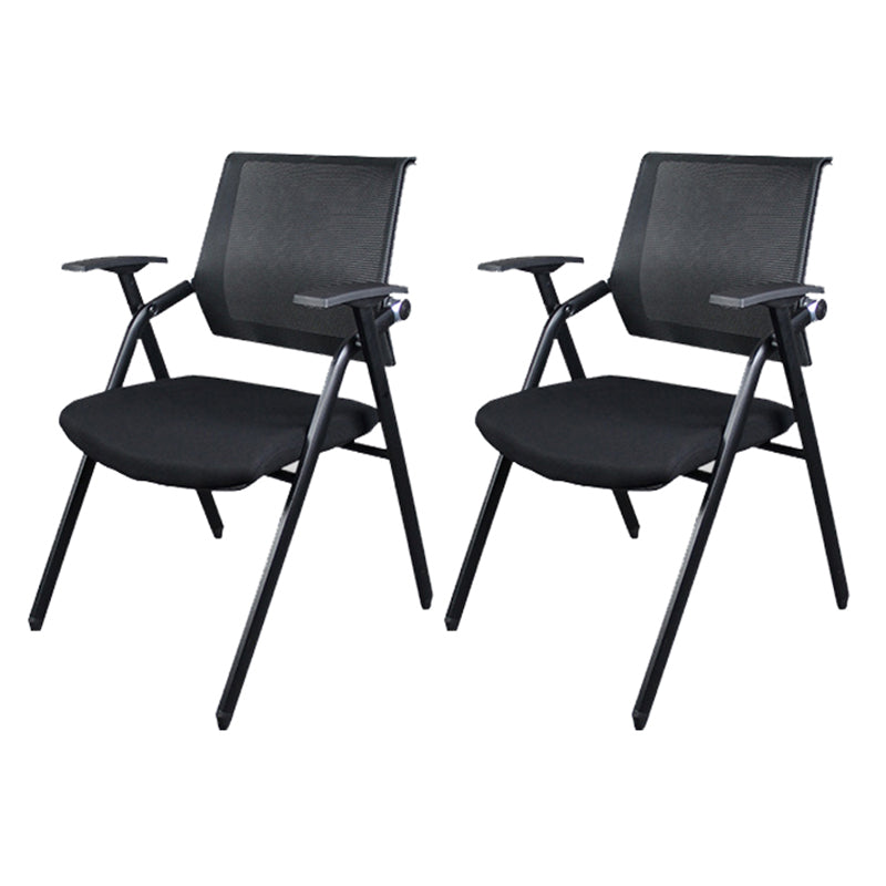 Black Metal Frame Modern Task Chair with Arms Conference Chair with Mid Back Black-Gray 2 Piece Set Clearhalo 'furn' 'furn_office_chair' 'Furniture' 'furniture_office_chair' 'Office Chairs' 'Office Furniture' 'office_chair' 5011002