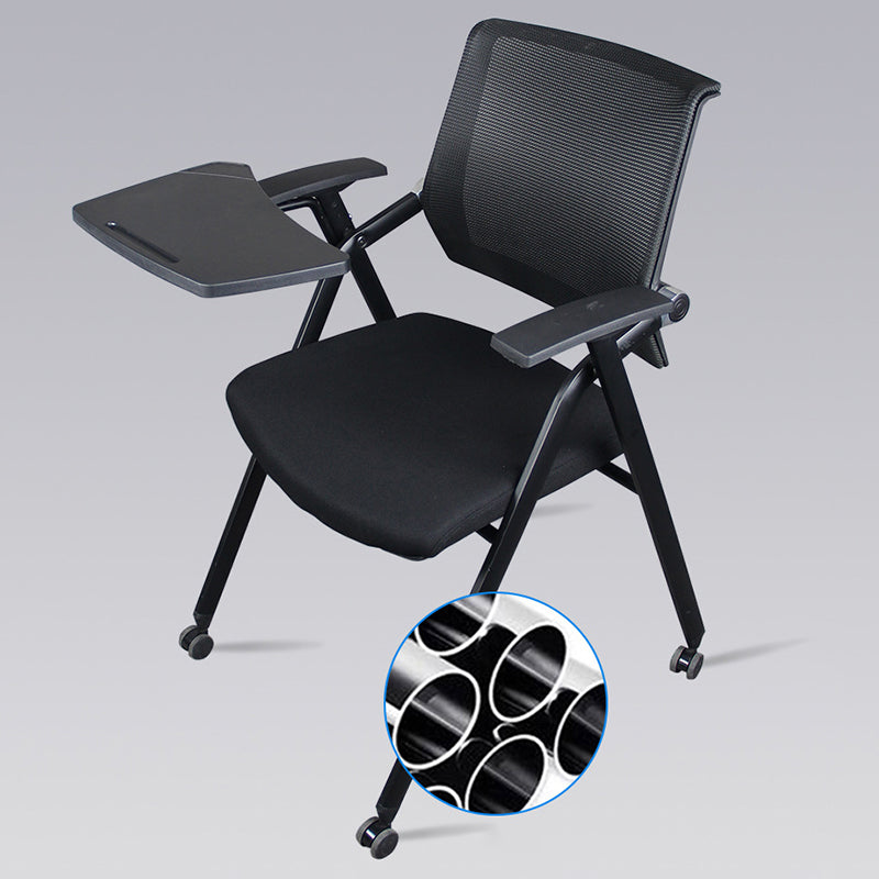 Black Metal Frame Modern Task Chair with Arms Conference Chair with Mid Back Clearhalo 'furn' 'furn_office_chair' 'Furniture' 'furniture_office_chair' 'Office Chairs' 'Office Furniture' 'office_chair' 5011004