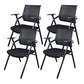 Black Metal Frame Modern Task Chair with Arms Conference Chair with Mid Back Black-Gray 4 Piece Set Clearhalo 'furn' 'furn_office_chair' 'Furniture' 'furniture_office_chair' 'Office Chairs' 'Office Furniture' 'office_chair' 5011005