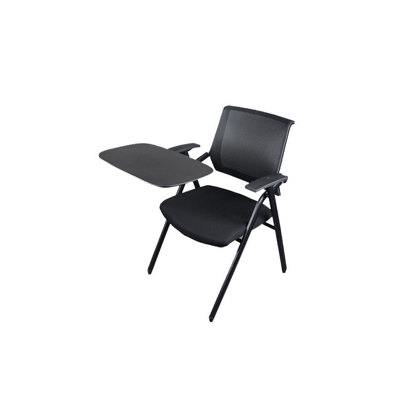 Black Metal Frame Modern Task Chair with Arms Conference Chair with Mid Back Textured Black 1 Piece Clearhalo 'furn' 'furn_office_chair' 'Furniture' 'furniture_office_chair' 'Office Chairs' 'Office Furniture' 'office_chair' 5011007