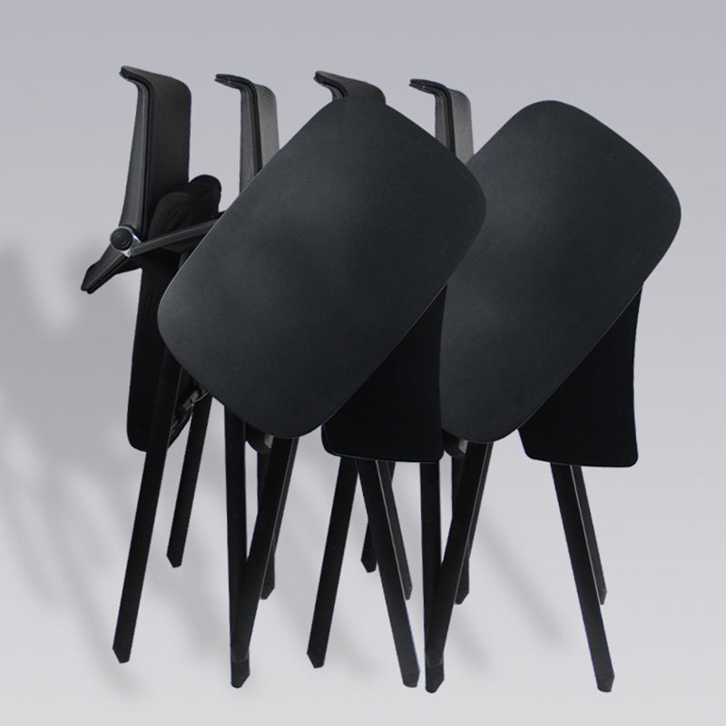 Black Metal Frame Modern Task Chair with Arms Conference Chair with Mid Back Clearhalo 'furn' 'furn_office_chair' 'Furniture' 'furniture_office_chair' 'Office Chairs' 'Office Furniture' 'office_chair' 5011008