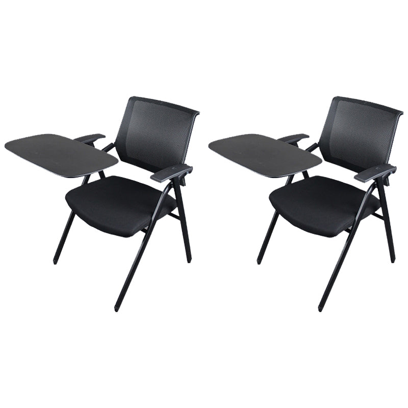 Black Metal Frame Modern Task Chair with Arms Conference Chair with Mid Back Textured Black 2 Piece Set Clearhalo 'furn' 'furn_office_chair' 'Furniture' 'furniture_office_chair' 'Office Chairs' 'Office Furniture' 'office_chair' 5011009