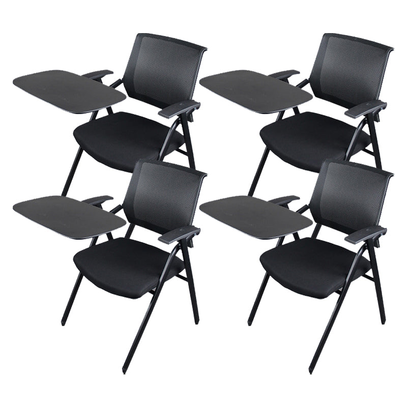 Black Metal Frame Modern Task Chair with Arms Conference Chair with Mid Back Textured Black 4 Piece Set Clearhalo 'furn' 'furn_office_chair' 'Furniture' 'furniture_office_chair' 'Office Chairs' 'Office Furniture' 'office_chair' 5011010