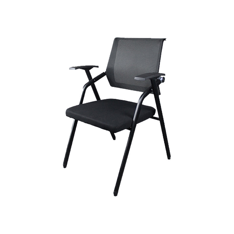 Black Metal Frame Modern Task Chair with Arms Conference Chair with Mid Back Black 1 Piece Clearhalo 'furn' 'furn_office_chair' 'Furniture' 'furniture_office_chair' 'Office Chairs' 'Office Furniture' 'office_chair' 5011014