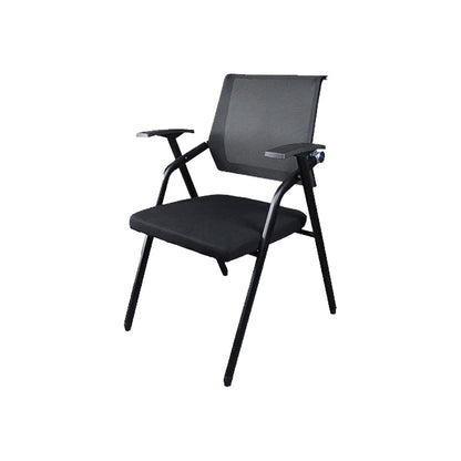 Black Metal Frame Modern Task Chair with Arms Conference Chair with Mid Back Black 1 Piece Clearhalo 'furn' 'furn_office_chair' 'Furniture' 'furniture_office_chair' 'Office Chairs' 'Office Furniture' 'office_chair' 5011014