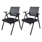 Black Metal Frame Modern Task Chair with Arms Conference Chair with Mid Back Black 2 Piece Set Clearhalo 'furn' 'furn_office_chair' 'Furniture' 'furniture_office_chair' 'Office Chairs' 'Office Furniture' 'office_chair' 5011015