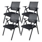 Black Metal Frame Modern Task Chair with Arms Conference Chair with Mid Back Black 4 Piece Set Clearhalo 'furn' 'furn_office_chair' 'Furniture' 'furniture_office_chair' 'Office Chairs' 'Office Furniture' 'office_chair' 5011016