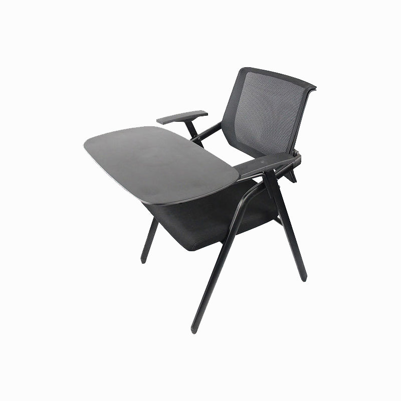 Mid Back Conference Chair with Fixed Arms Modern Office Chair with Metal Frame Black 1 Piece Clearhalo 'furn' 'furn_office_chair' 'Furniture' 'furniture_office_chair' 'Office Chairs' 'Office Furniture' 'office_chair' 5011019