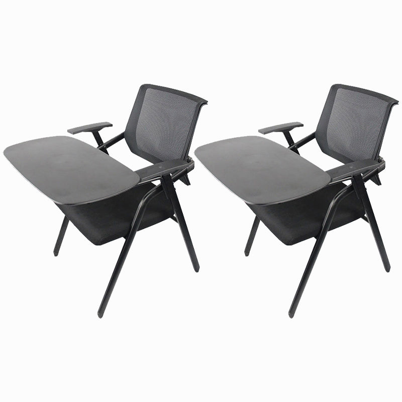 Mid Back Conference Chair with Fixed Arms Modern Office Chair with Metal Frame Black 2 Piece Set Clearhalo 'furn' 'furn_office_chair' 'Furniture' 'furniture_office_chair' 'Office Chairs' 'Office Furniture' 'office_chair' 5011021