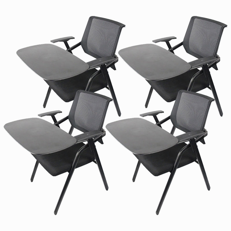Mid Back Conference Chair with Fixed Arms Modern Office Chair with Metal Frame Black 4 Piece Set Clearhalo 'furn' 'furn_office_chair' 'Furniture' 'furniture_office_chair' 'Office Chairs' 'Office Furniture' 'office_chair' 5011022
