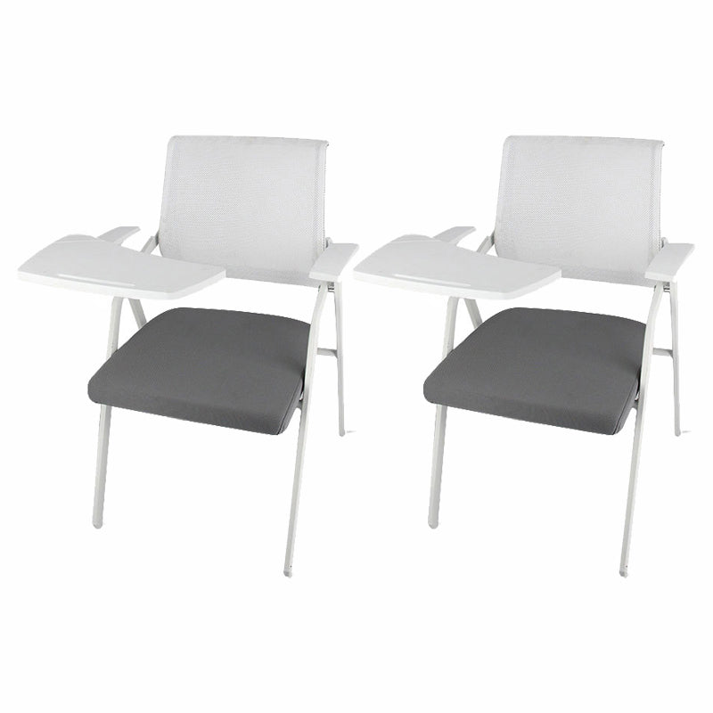 Mid Back Conference Chair with Fixed Arms Modern Office Chair with Metal Frame Grey 2 Piece Set Clearhalo 'furn' 'furn_office_chair' 'Furniture' 'furniture_office_chair' 'Office Chairs' 'Office Furniture' 'office_chair' 5011033