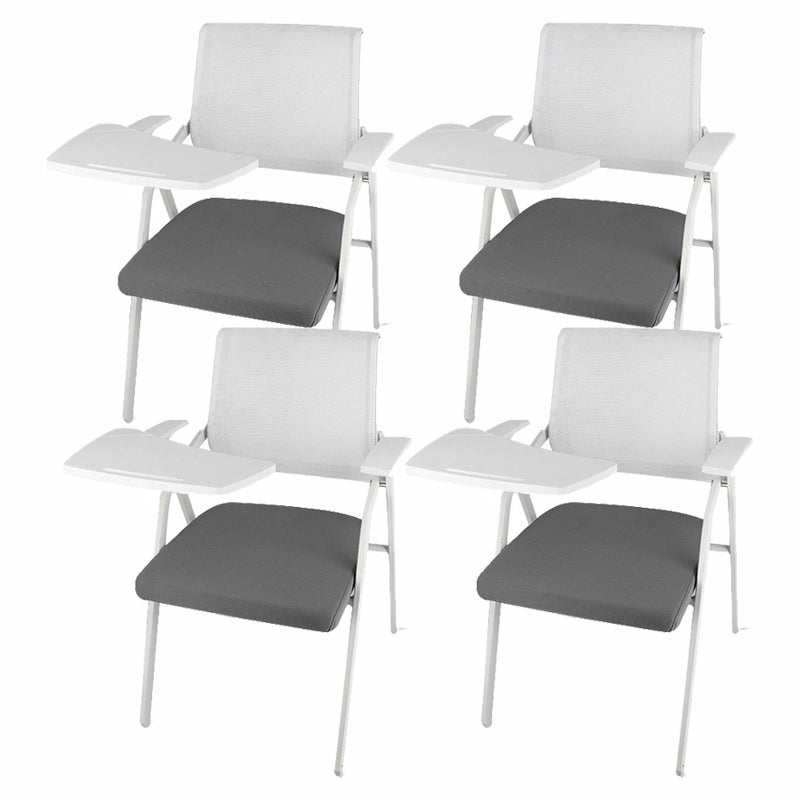 Mid Back Conference Chair with Fixed Arms Modern Office Chair with Metal Frame Grey 4 Piece Set Clearhalo 'furn' 'furn_office_chair' 'Furniture' 'furniture_office_chair' 'Office Chairs' 'Office Furniture' 'office_chair' 5011034