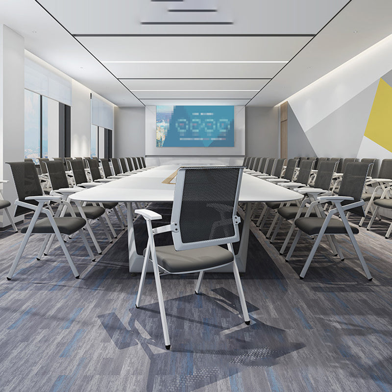 Mid Back Conference Chair with Fixed Arms Modern Office Chair with Metal Frame Clearhalo 'furn' 'furn_office_chair' 'Furniture' 'furniture_office_chair' 'Office Chairs' 'Office Furniture' 'office_chair' 5011037