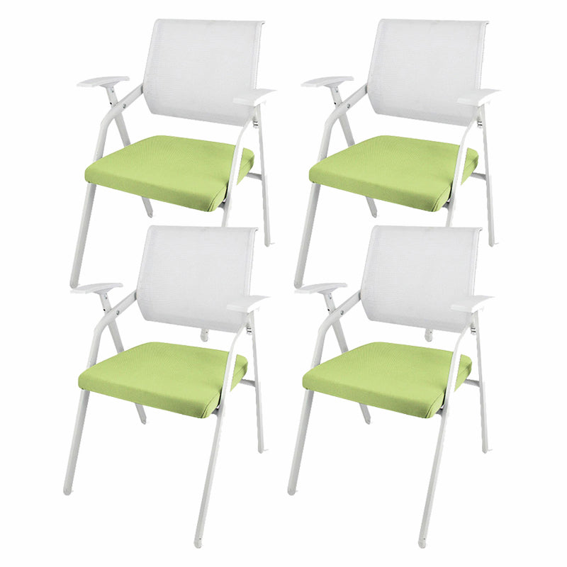 Mid Back Conference Chair with Fixed Arms Modern Office Chair with Metal Frame Fluorescent Green 4 Piece Set Clearhalo 'furn' 'furn_office_chair' 'Furniture' 'furniture_office_chair' 'Office Chairs' 'Office Furniture' 'office_chair' 5011040