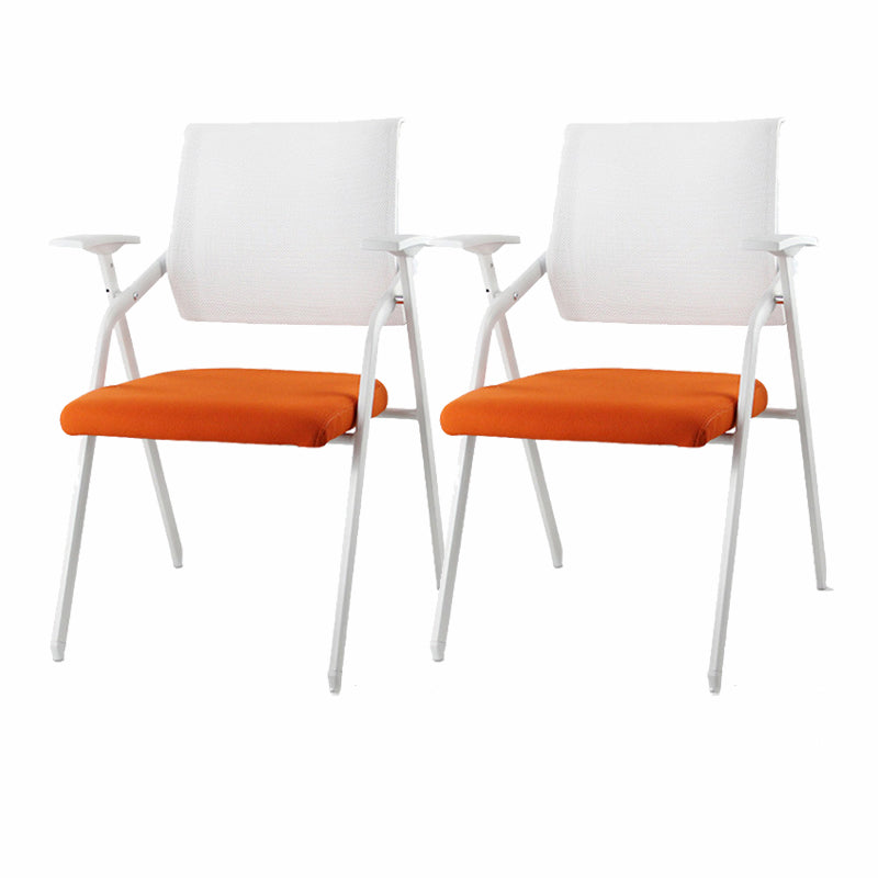 Mid Back Conference Chair with Fixed Arms Modern Office Chair with Metal Frame Orange 2 Piece Set Clearhalo 'furn' 'furn_office_chair' 'Furniture' 'furniture_office_chair' 'Office Chairs' 'Office Furniture' 'office_chair' 5011042