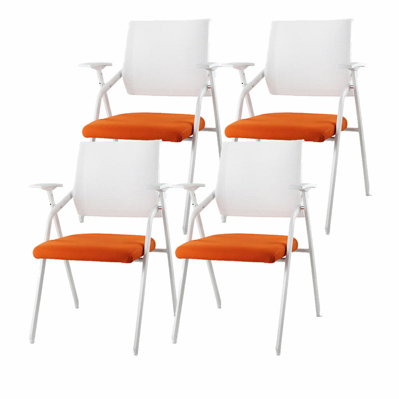Mid Back Conference Chair with Fixed Arms Modern Office Chair with Metal Frame Orange 4 Piece Set Clearhalo 'furn' 'furn_office_chair' 'Furniture' 'furniture_office_chair' 'Office Chairs' 'Office Furniture' 'office_chair' 5011043