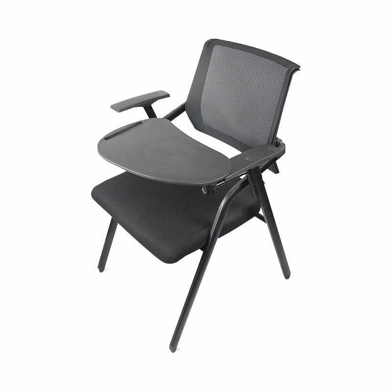 Mid Back Conference Chair with Fixed Arms Modern Office Chair with Metal Frame Matte Black 1 Piece Clearhalo 'furn' 'furn_office_chair' 'Furniture' 'furniture_office_chair' 'Office Chairs' 'Office Furniture' 'office_chair' 5011044