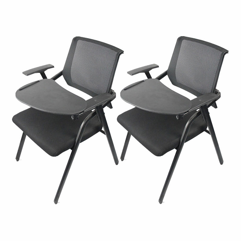 Mid Back Conference Chair with Fixed Arms Modern Office Chair with Metal Frame Matte Black 2 Piece Set Clearhalo 'furn' 'furn_office_chair' 'Furniture' 'furniture_office_chair' 'Office Chairs' 'Office Furniture' 'office_chair' 5011045