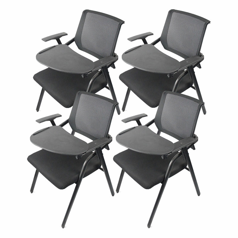 Mid Back Conference Chair with Fixed Arms Modern Office Chair with Metal Frame Matte Black 4 Piece Set Clearhalo 'furn' 'furn_office_chair' 'Furniture' 'furniture_office_chair' 'Office Chairs' 'Office Furniture' 'office_chair' 5011046