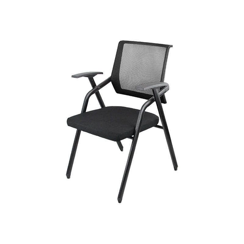 Mid Back Conference Chair with Fixed Arms Modern Office Chair with Metal Frame Textured Black 1 Piece Clearhalo 'furn' 'furn_office_chair' 'Furniture' 'furniture_office_chair' 'Office Chairs' 'Office Furniture' 'office_chair' 5011047
