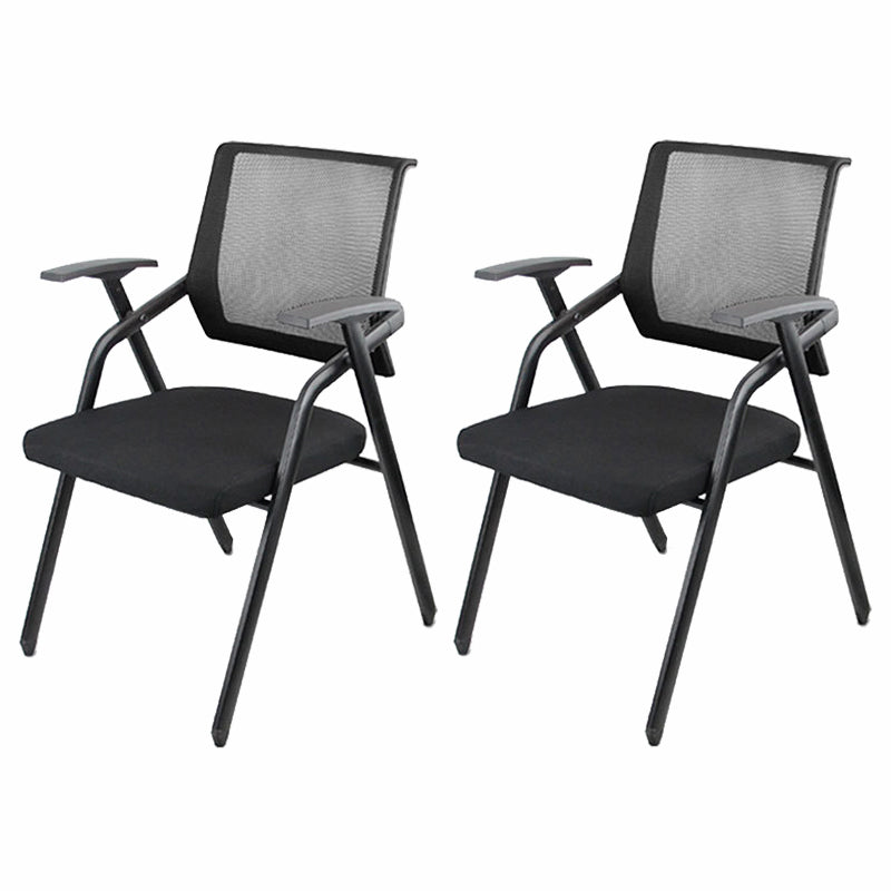 Mid Back Conference Chair with Fixed Arms Modern Office Chair with Metal Frame Textured Black 2 Piece Set Clearhalo 'furn' 'furn_office_chair' 'Furniture' 'furniture_office_chair' 'Office Chairs' 'Office Furniture' 'office_chair' 5011048