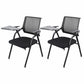 Mid Back Conference Chair with Fixed Arms Modern Office Chair with Metal Frame Gloss Black 2 Piece Set Clearhalo 'furn' 'furn_office_chair' 'Furniture' 'furniture_office_chair' 'Office Chairs' 'Office Furniture' 'office_chair' 5011051