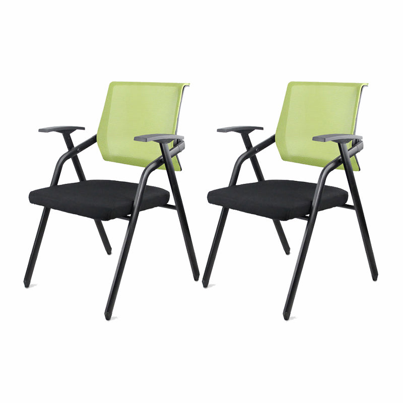 Mid Back Conference Chair with Fixed Arms Modern Office Chair with Metal Frame Green-Black 2 Piece Set Clearhalo 'furn' 'furn_office_chair' 'Furniture' 'furniture_office_chair' 'Office Chairs' 'Office Furniture' 'office_chair' 5011054