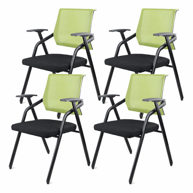 Mid Back Conference Chair with Fixed Arms Modern Office Chair with Metal Frame Green-Black 4 Piece Set Clearhalo 'furn' 'furn_office_chair' 'Furniture' 'furniture_office_chair' 'Office Chairs' 'Office Furniture' 'office_chair' 5011055