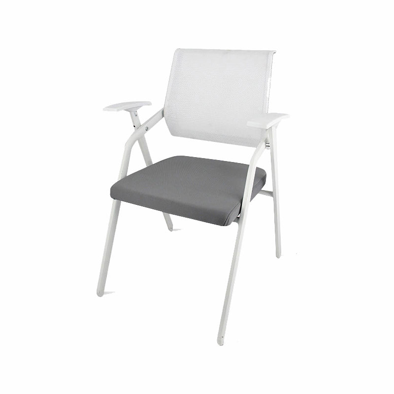 Mid Back Conference Chair with Fixed Arms Modern Office Chair with Metal Frame Light Gray 1 Piece Clearhalo 'furn' 'furn_office_chair' 'Furniture' 'furniture_office_chair' 'Office Chairs' 'Office Furniture' 'office_chair' 5011056
